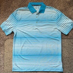 Nike Golf Blue and White Striped Polo Shirt